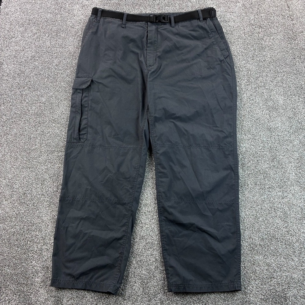 Craghoppers Cargo Pants Mens 40 Gray Belted Canvas Ripstip Hiking Travel Outdoor